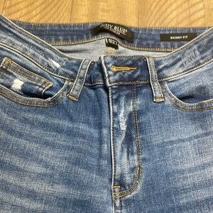 Medium wash skinny jean with some distressing